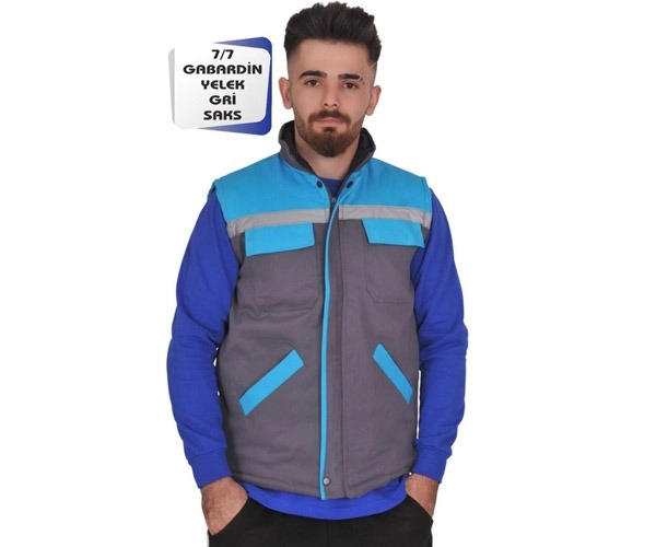 7/7 Gabardin Yelek Gri Saks