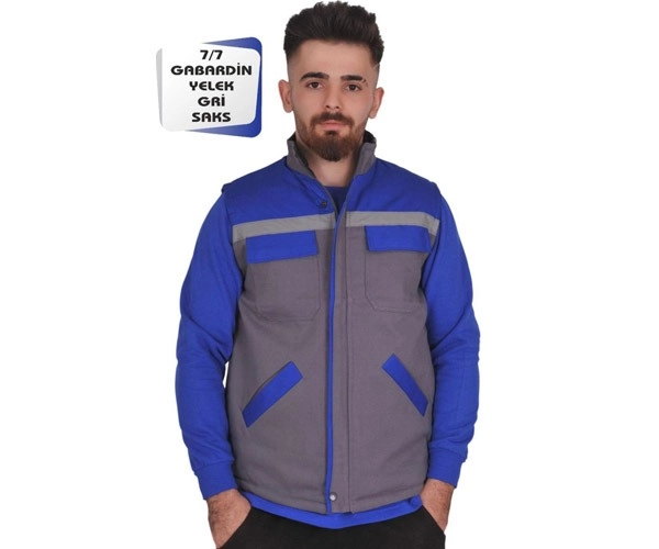 7/7 Gabardin Yelek Gri Saks