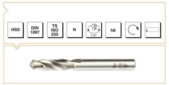 HSS DIN 1897 Silindirik Saplı Çok Kısa Matkap Ucu