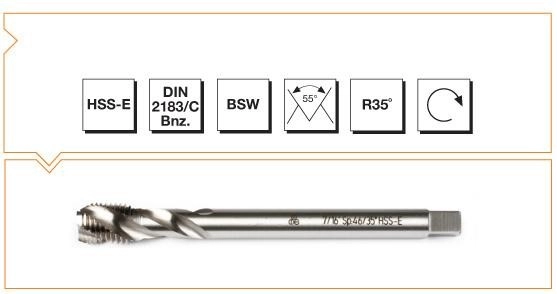 HSS - E DIN 2183/C Whitworth Vidalı Helis Kanallı Makina Kılavuzu