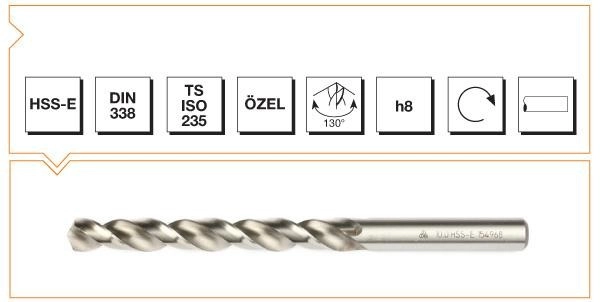HSS-E DIN 338 Silindirik Saplı Kısa Matkap Ucu - GÜMÜŞ SERİ