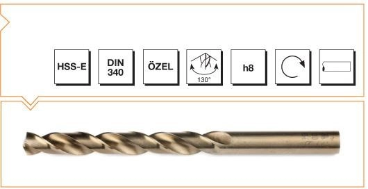 HSS-E DIN 340 Silindirik Saplı Uzun Matkap Ucu - ALTIN SERİ