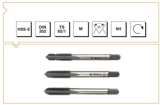 HSS - E DIN 352 Metrik Normal Vidalı 3'lü Takım Kılavuzu (1 Nr pilotlu)