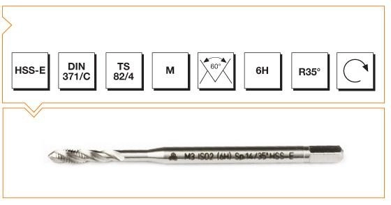 HSS - E DIN 371/C Metrik Normal Vidalı Helis Kanallı Makina Kılavuzu