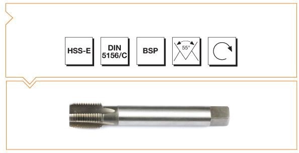 HSS - E DIN 5156/C Whitworth Boru Vidalı Düz Kanallı Makina Kılavuzu