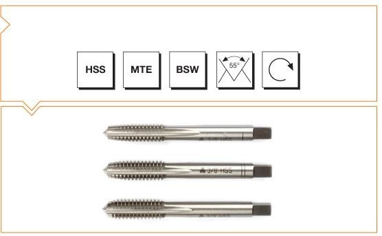 HSS MTE Normu Whitworth Normal Vidalı 3'lü Takım Kılavuzu