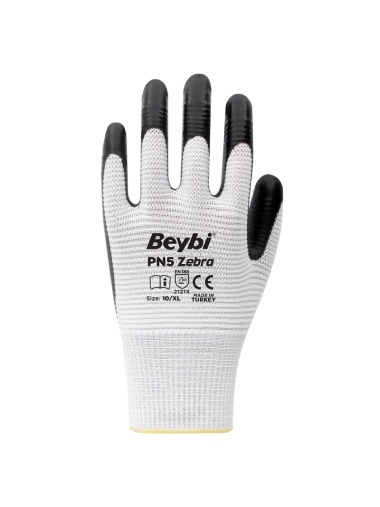 PN5 Zebra Polyester Örme Nitril Eldiven