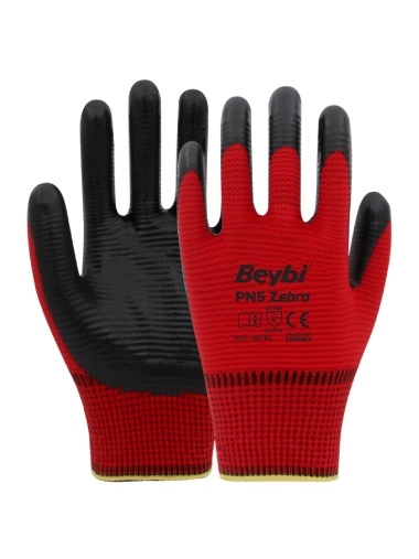 PN5 Zebra Polyester Örme Nitril Eldiven