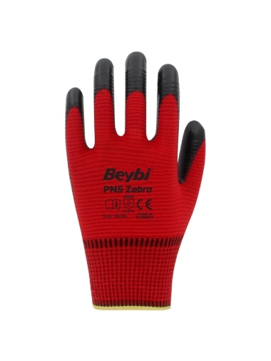 PN5 Zebra Polyester Örme Nitril Eldiven